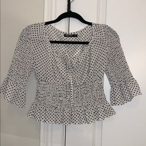 polka blouse with tie front